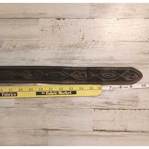 Vtg. 70s Quail Buckle Raintree Jewelry & Co On Hand Tooled Leather Belt Size 36 - Picture 16 of 16
